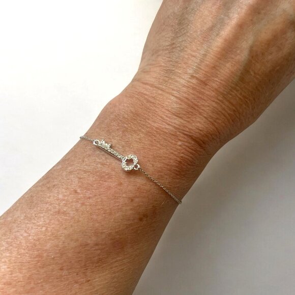 Kate Spade New York Silver Key To My Heart Charm Bracelet Adjustable Chain 8.5" - Picture 2 of 8